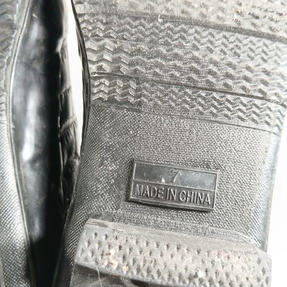 Steve Madden Rainey Black Croc Embossed Rubber Rain Boots Women's 7 Great Cond - Picture 13 of 13